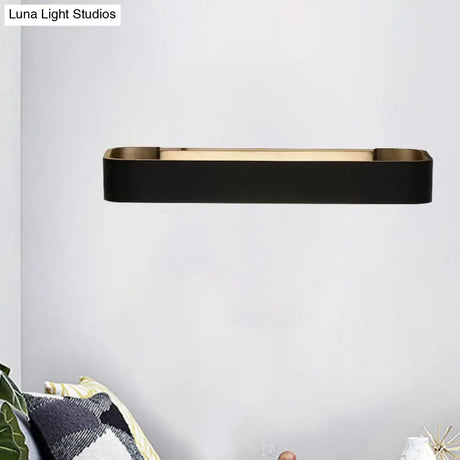 Minimalist Led Wall Sconce: Rectangular Aluminum Fixture 12/16 Diameter Black/White