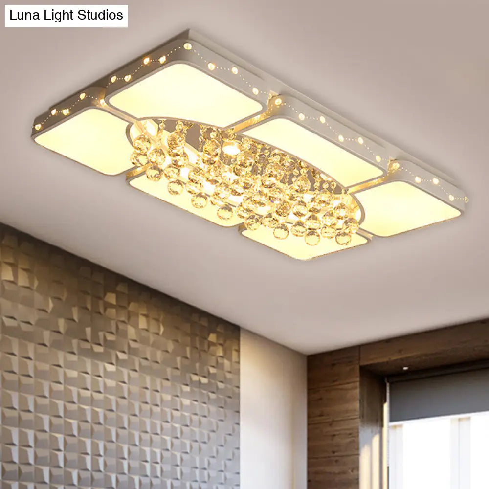 Minimalist Led White Ceiling Light With Crystal Accents