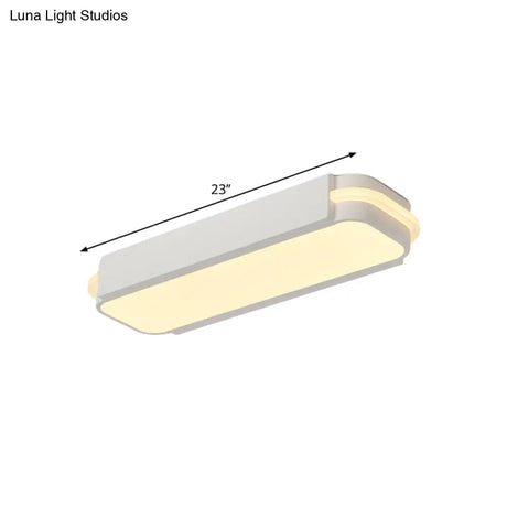 Minimalist Led White Flush Mount Light Fixture In White/Warm Rectangle Metal Multiple Sizes