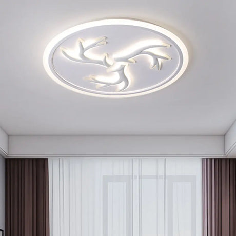 Minimalist Led White Flushmount Light Fixture For Living Room