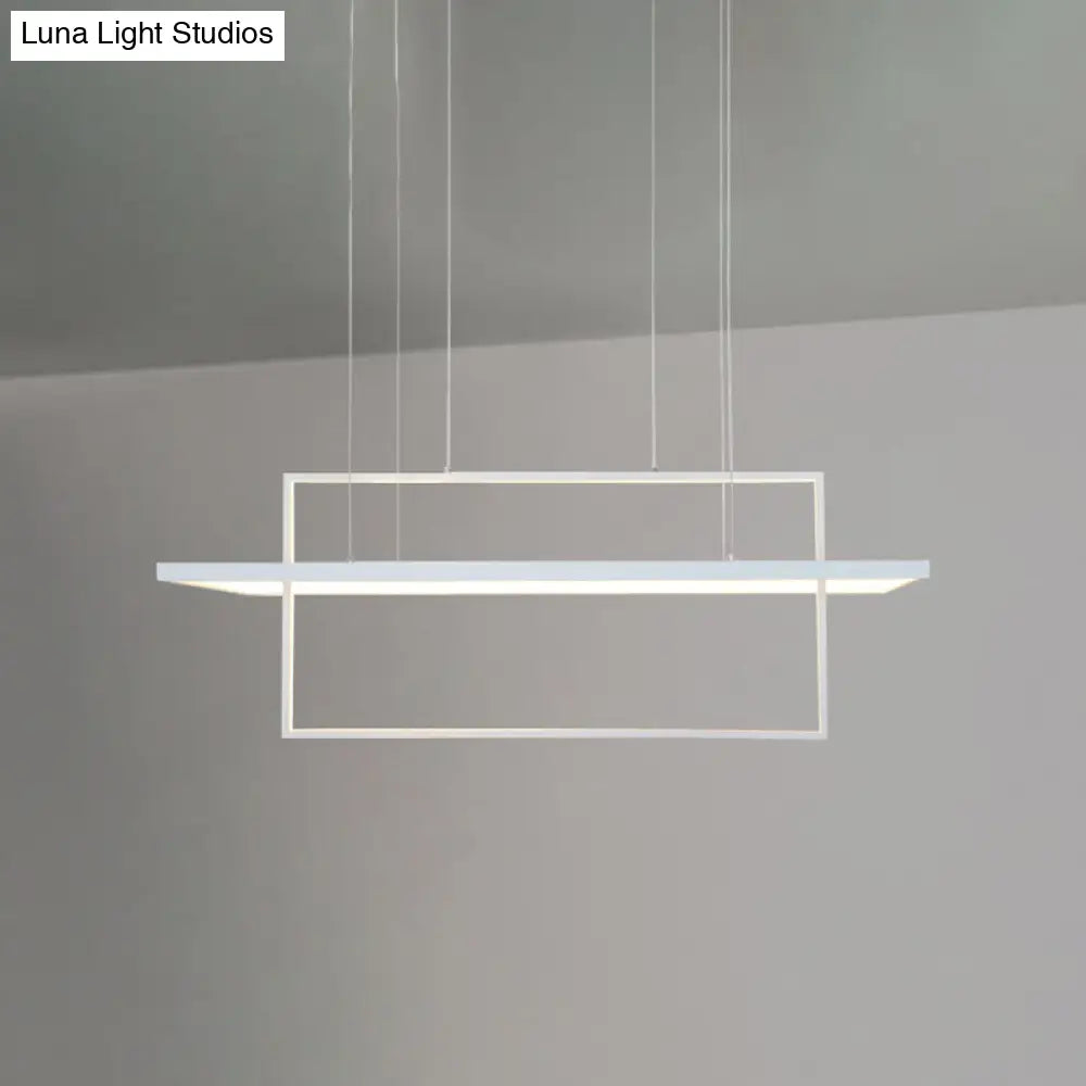 Minimalist Led White Frame Rectangular Hanging Light With Acrylic Island Lighting Fixture 2 /