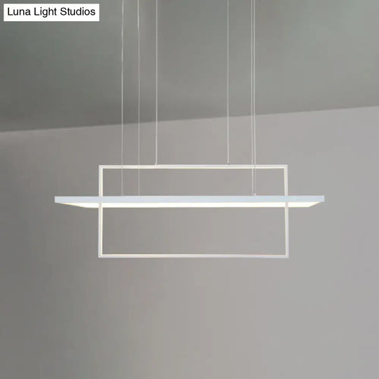 Minimalist Led White Frame Rectangular Hanging Light With Acrylic Island Lighting Fixture 2 /