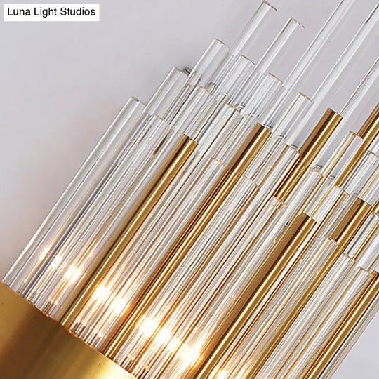 Minimalist Linear Crystal Wall Lamp - 2-Light Sconce In Gold For Indoor Décor