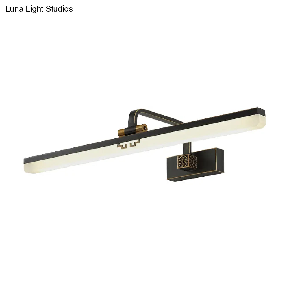Minimalist Linear Led Wall Vanity Light & Metallic Mirror Cabinet - Black