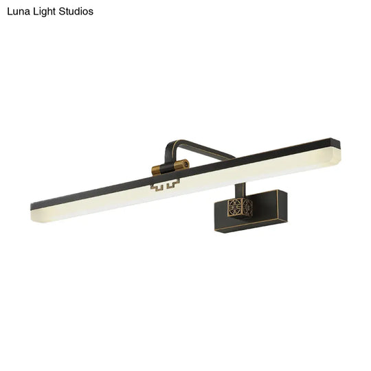 Minimalist Linear Led Wall Vanity Light & Metallic Mirror Cabinet - Black