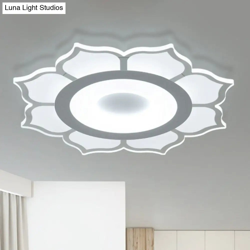 Minimalist Lotus Flush Mount Led Lighting For Living Room - Clear Acrylic Fixture / 16.5 White