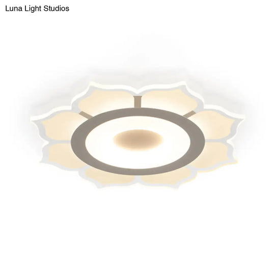 Minimalist Lotus Flush Mount Led Lighting For Living Room - Clear Acrylic Fixture