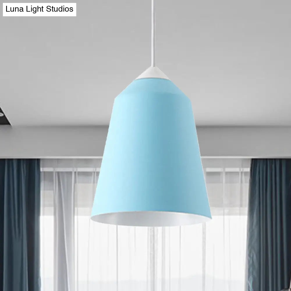 Minimalist Bell Pendant Light - White/Blue/Gold 1-Light Hanging Ceiling Fixture Blue