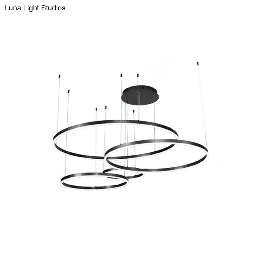 Minimalist Metal Bubble Ring Chandelier: 4-Light Led Suspension Light In Black/Gold/Coffee