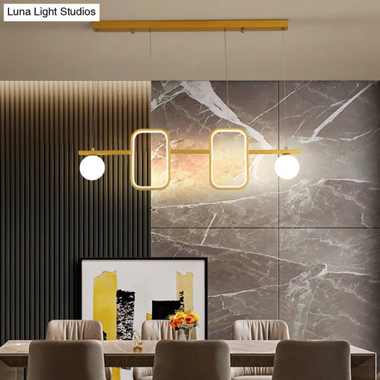 Minimalist Metal Dining Room Island Ceiling Light With Symmetrical Geometric Led Design And Cream
