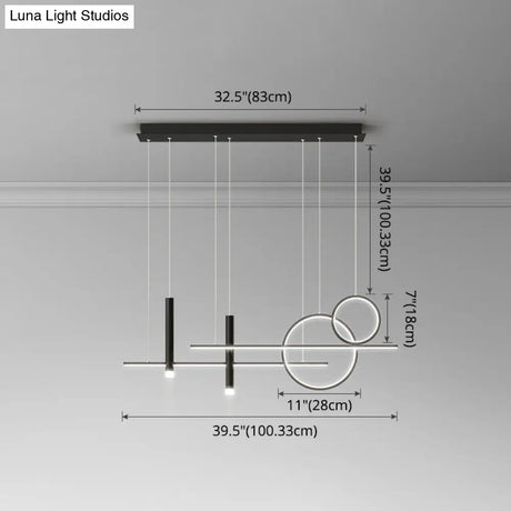 Minimalist Metal Dinner Suspension Lamp With Led Island Pendant And Spotlight