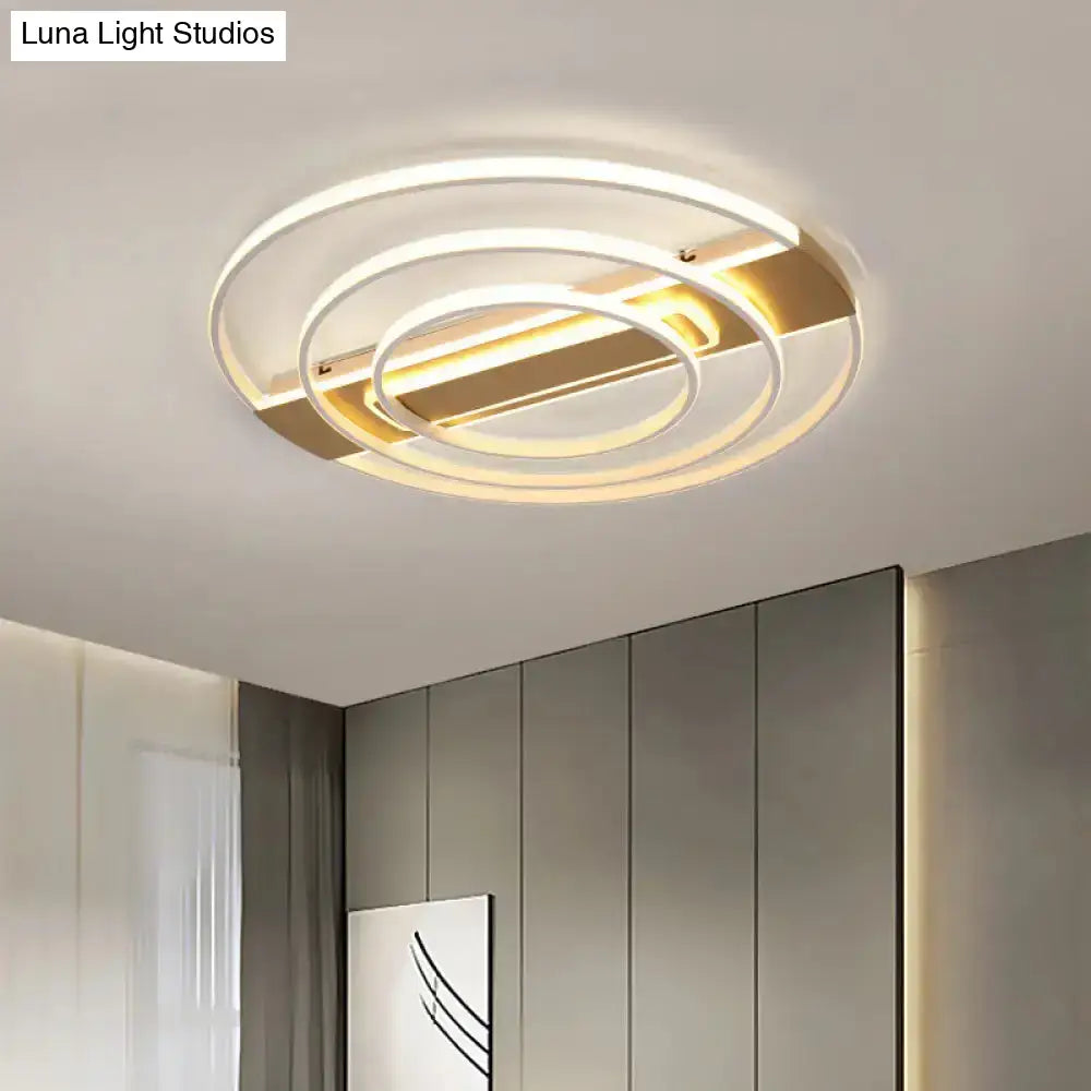 Minimalist Metal Flush Ceiling Light In White/Gold With Led Flushmount - Warm/White Lighting White /