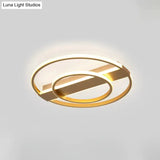 Minimalist Metal Flush Ceiling Light In White/Gold With Led Flushmount - Warm/White Lighting