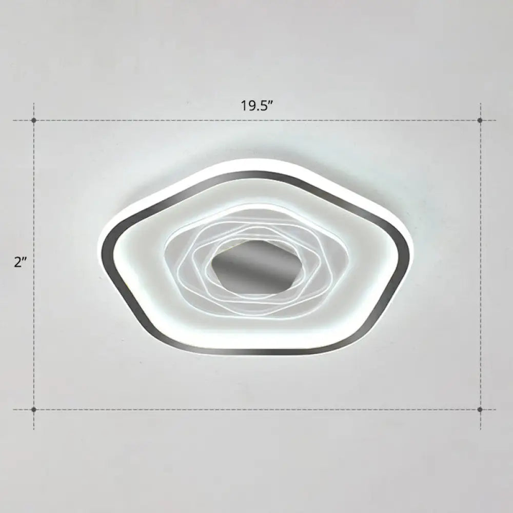 Minimalist Metal Led Flush Ceiling Light - Pentagonal Bedroom Fixture Black / 19.5’ White