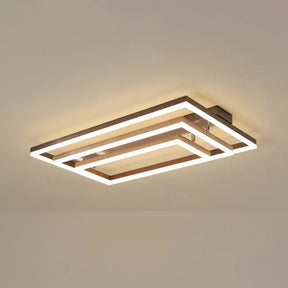 Minimalist Metal Led Flush Mount Ceiling Light With Multi-Tiered Rectangle Design For Living Room