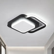 Minimalist Metal Rhombus Led Flush Ceiling Lamp - Black With White/Warm Light (Customizable In 15