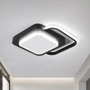 Minimalist Metal Rhombus Led Flush Ceiling Lamp - Black With White/Warm Light (Customizable In 15