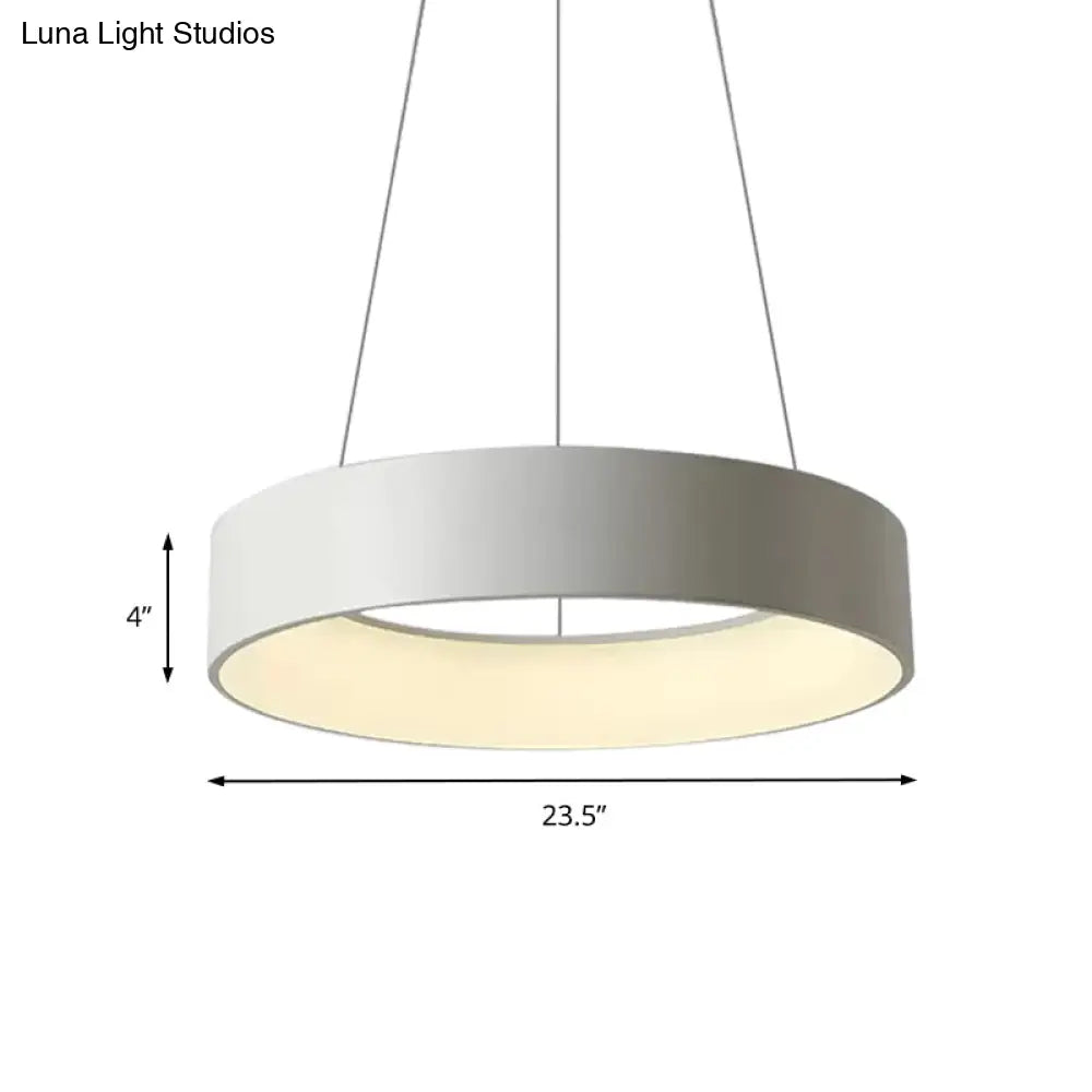 Minimalist Metal Ring Integrated Led Pendant Light - 3 Size & Color Options For Dining Room