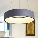 Minimalist Metal Ring Integrated Led Pendant Light - 3 Size & Color Options For Dining Room Grey /