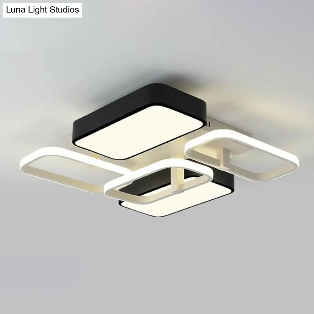 Minimalist Metallic Black And White Led Flush Mount Lighting Fixture - Splicing Design Black -