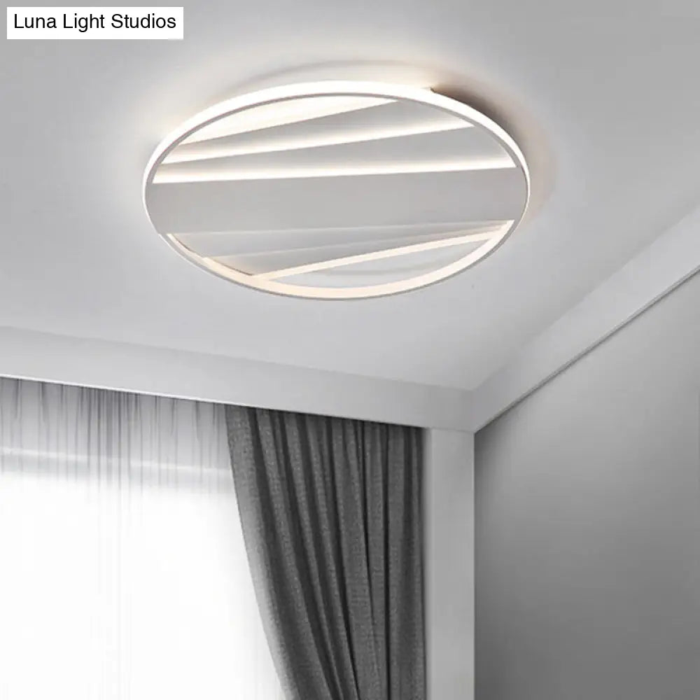 Minimalist Metallic Flush Mount Light Fixture In Warm/White Led 16’/19.5’ W