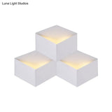 Minimalist Metallic Geometric Wall Mount Light: Cubic Shape 1/2-Light White Lamp For Corridor