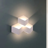 Minimalist Metallic Geometric Wall Mount Light: Cubic Shape 1/2-Light White Lamp For Corridor 3 /