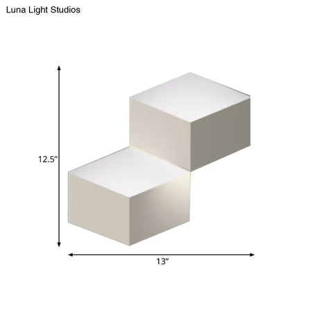 Minimalist Metallic Geometric Wall Mount Light: Cubic Shape 1/2-Light White Lamp For Corridor