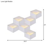Minimalist Metallic Geometric Wall Mount Light: Cubic Shape 1/2-Light White Lamp For Corridor