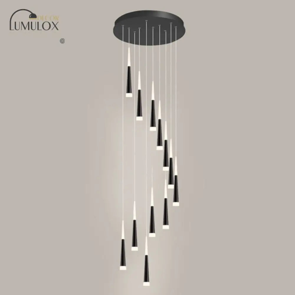 Minimalist Metallic Multi Ceiling Light Staircase Suspension Lighting With Acrylic Shade 12 / White