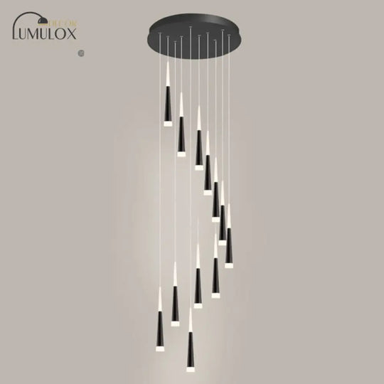 Minimalist Metallic Multi Ceiling Light Staircase Suspension Lighting With Acrylic Shade 12 / White