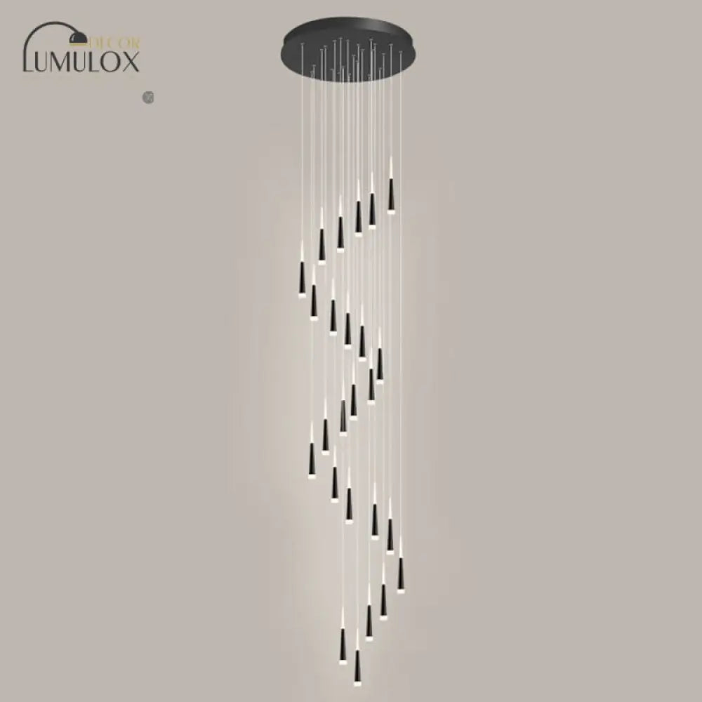 Minimalist Metallic Multi Ceiling Light Staircase Suspension Lighting With Acrylic Shade 25 / White