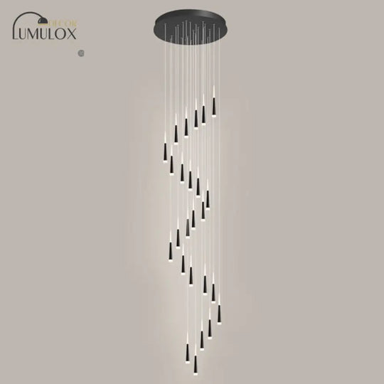 Minimalist Metallic Multi Ceiling Light Staircase Suspension Lighting With Acrylic Shade 25 / White