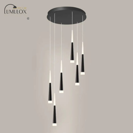 Minimalist Metallic Multi Ceiling Light Staircase Suspension Lighting With Acrylic Shade 6 / White