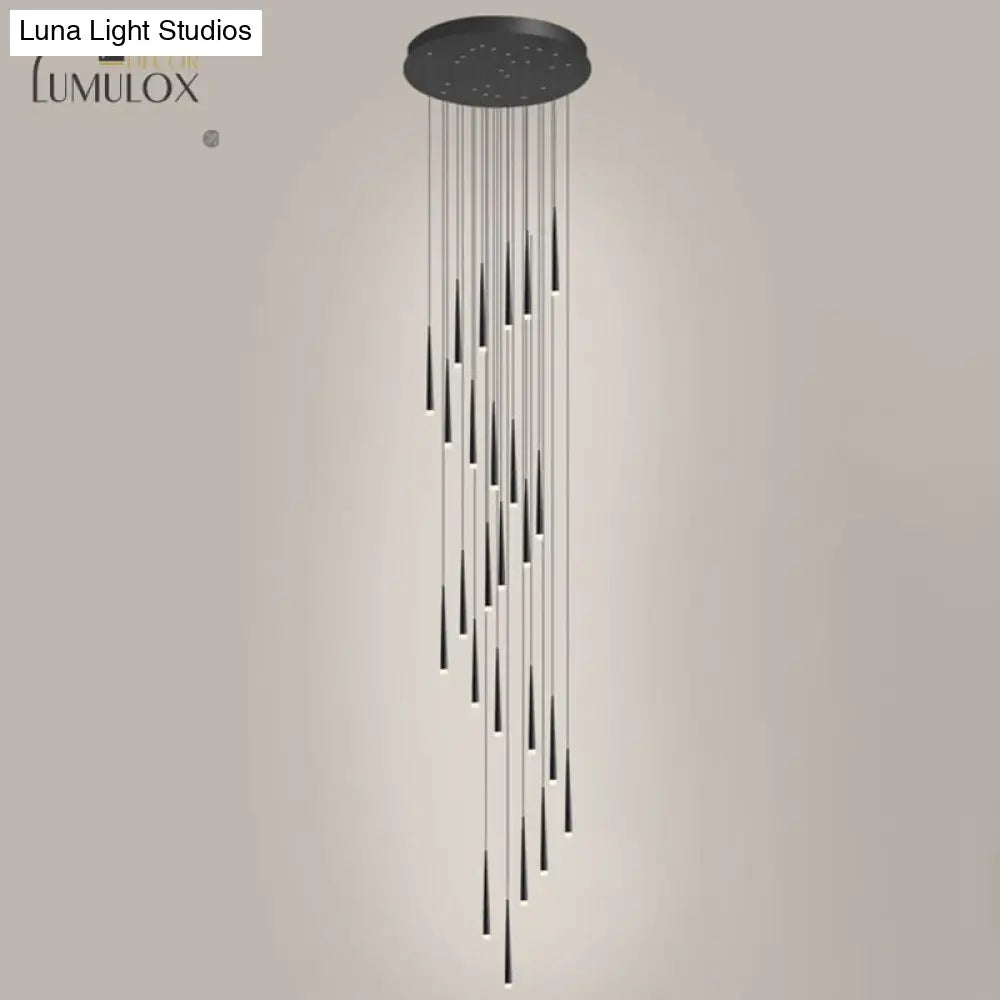 Minimalist Metallic Multi Ceiling Light Staircase Suspension Lighting With Acrylic Shade Pendant