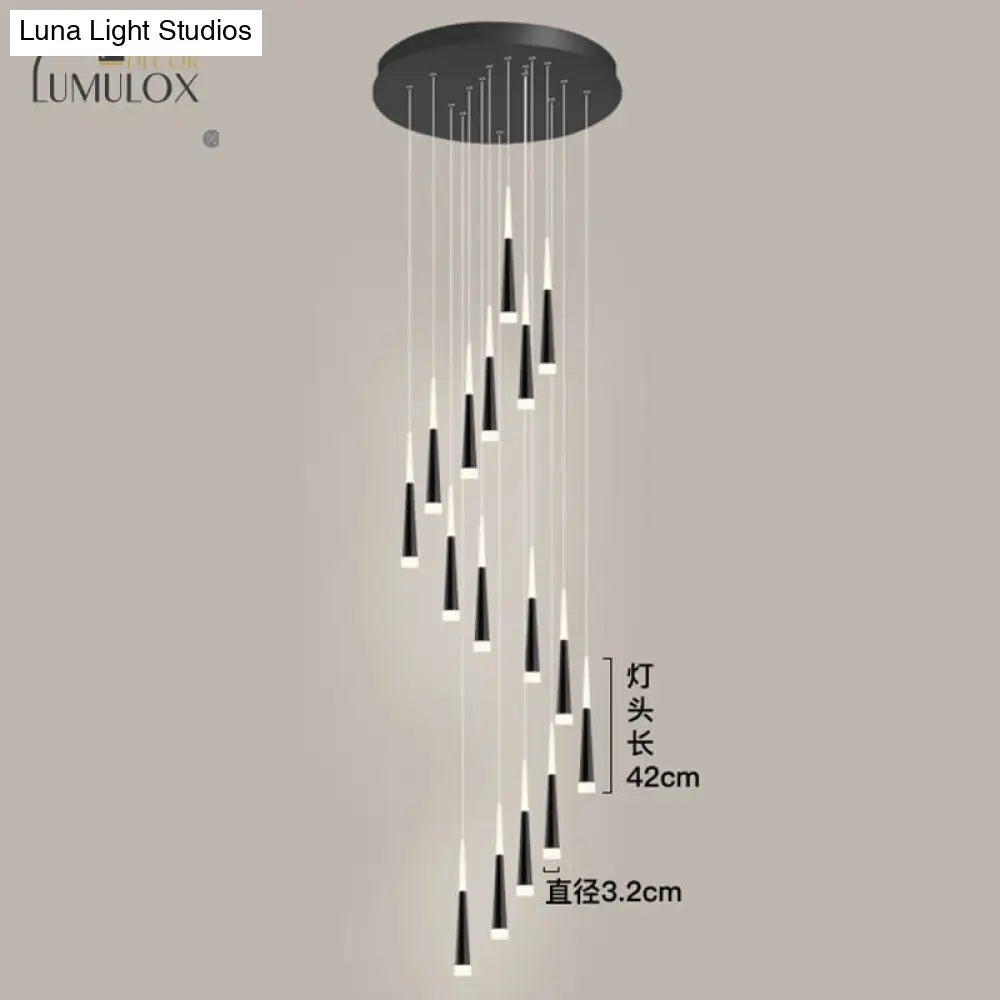 Minimalist Metallic Multi Ceiling Light Staircase Suspension Lighting With Acrylic Shade Pendant