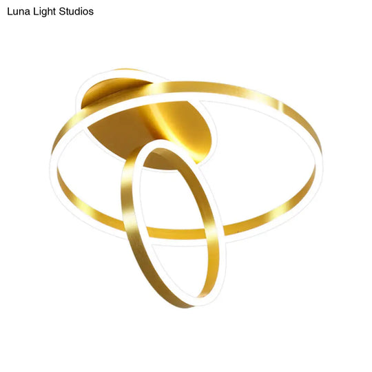 Minimalist Metallic Rings Flush Led Gold Ceiling Lamp - 18/21.5 W Warm/White Light