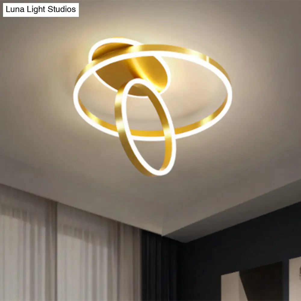Minimalist Metallic Rings Flush Led Gold Ceiling Lamp - 18/21.5 W Warm/White Light / 18 Warm