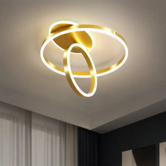 Minimalist Metallic Rings Flush Led Gold Ceiling Lamp - 18’/21.5’ W Warm/White Light / 18’ Warm
