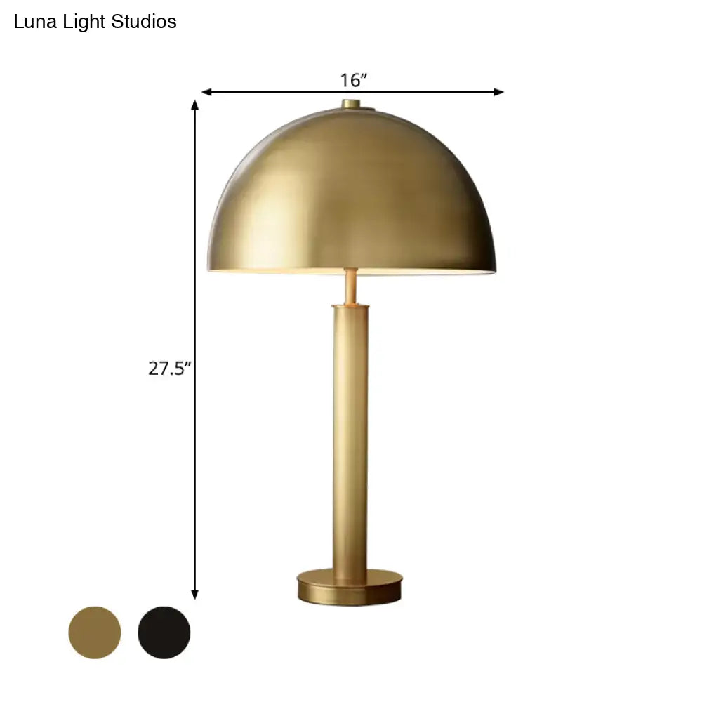 Minimalist Metallic Semicircle Table Lamp 1-Light Nightstand Light For Bedside In Black/Gold