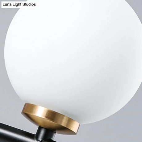 Minimalist Modern Linear Chandelier With Spherical White Glass Ceiling Light Fixture