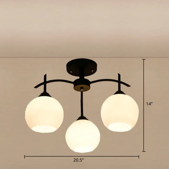 Minimalist Opal Glass Flush Light In Black For Living Room Ceiling 3 /