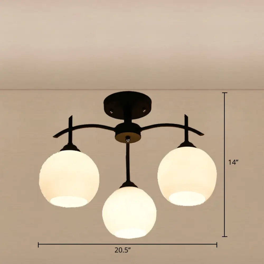Minimalist Opal Glass Flush Light In Black For Living Room Ceiling 3 /