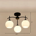 Minimalist Opal Glass Flush Light In Black For Living Room Ceiling 3 /