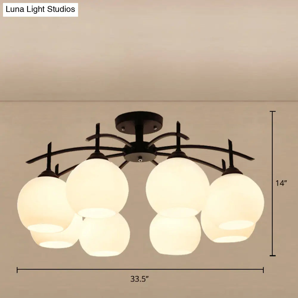 Minimalist Opal Glass Flush Light In Black For Living Room Ceiling 8 /