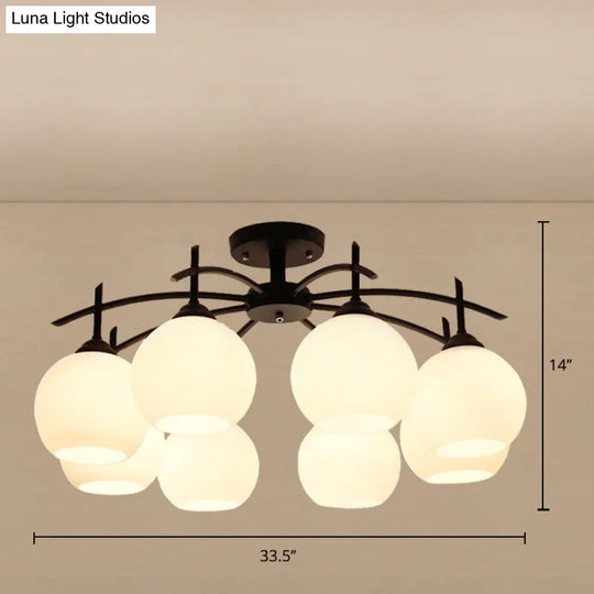 Minimalist Opal Glass Flush Light In Black For Living Room Ceiling 8 /