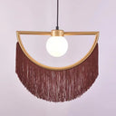 Minimalist Opal Glass Globe Suspension Light: 1-Light Hanging Lamp With Elegant Fringe Coffee / 15