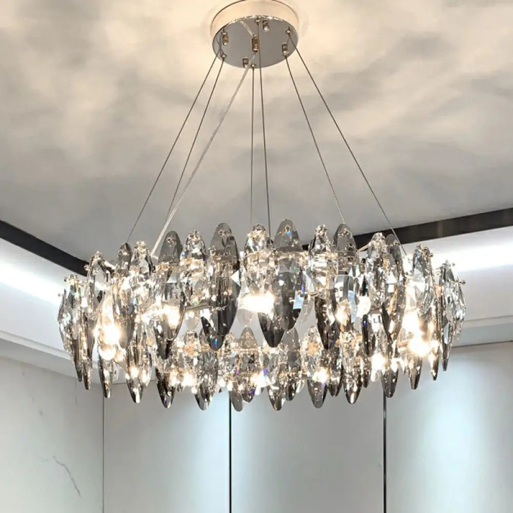 Minimalist Oval Crystal Clear Pendant Chandelier - Elegant Ceiling Light For Restaurants