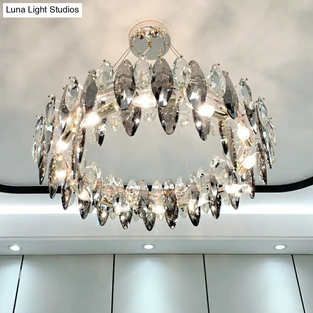 Minimalist Crystal Clear Oval Pendant Ceiling Light For Restaurants
