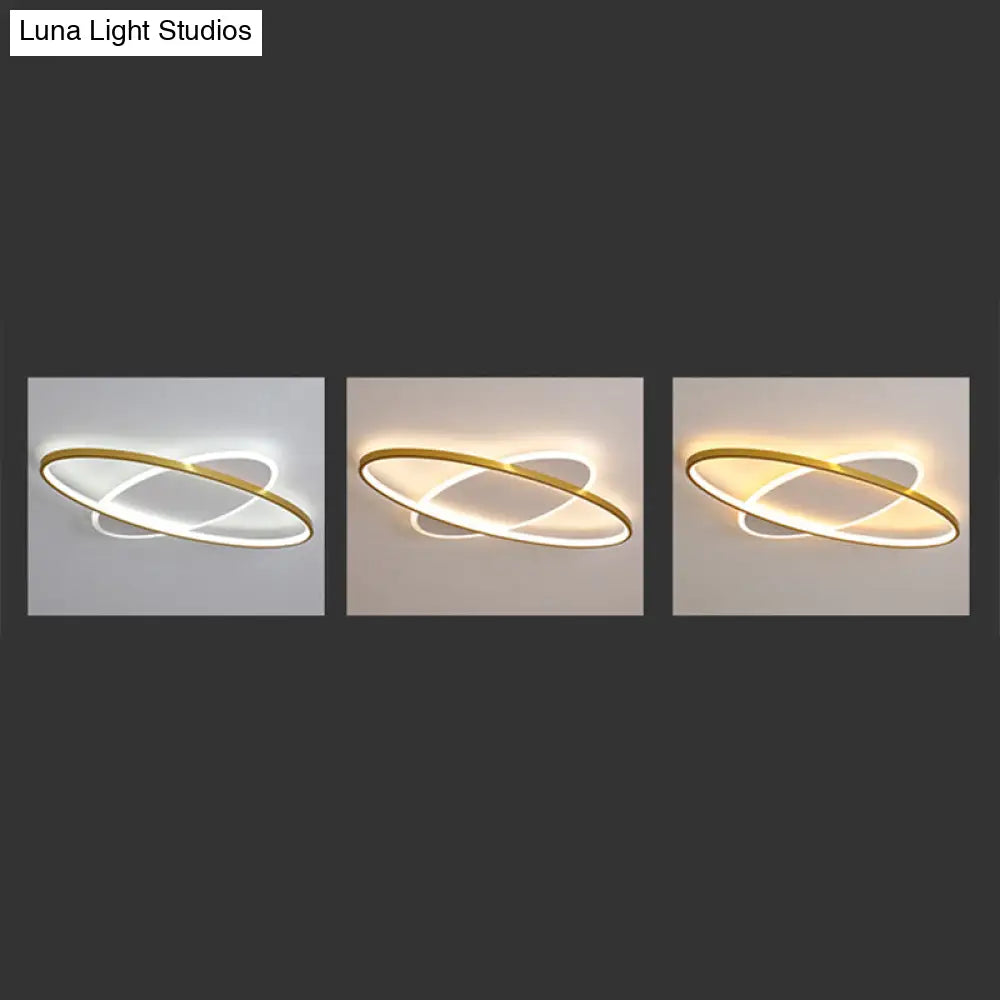 Minimalist Oval Gold Flush Mount Led Ceiling Light Fixture
